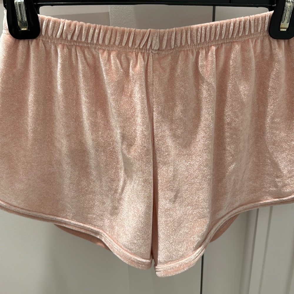 Brandi Melville pink velvet Lisette shorts